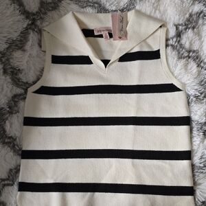 Phelan Kids Sleeveless Sweater in Cream and Black